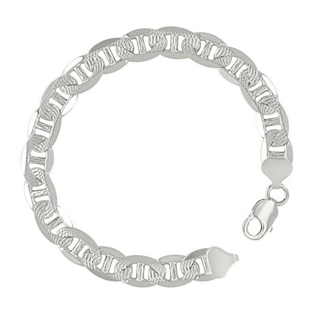 925 Sterling Silver Solid Pave Classic Mariner Chain 9.5mm