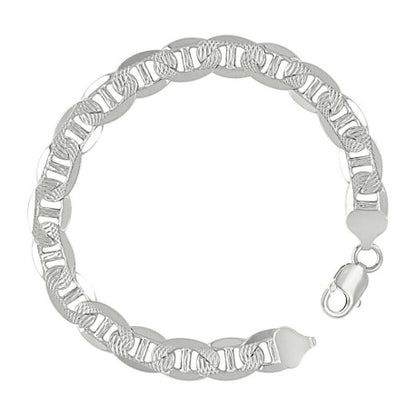 925 Sterling Silver Solid Pave Classic Mariner Chain 9.5mm