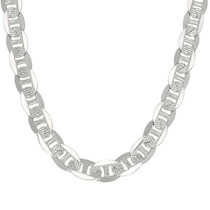 925 Sterling Silver Solid Pave Classic Mariner Chain 9.5mm