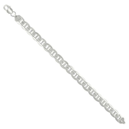 925 Sterling Silver Solid Pave Classic Mariner Chain 9.5mm