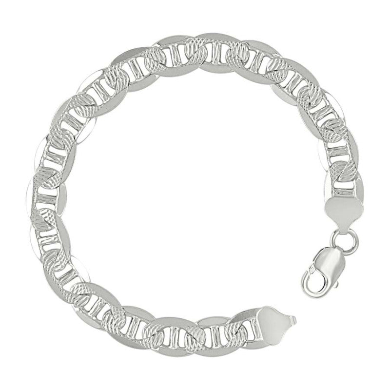925 Sterling Silver Solid Pave Classic Mariner Chain 9.5mm