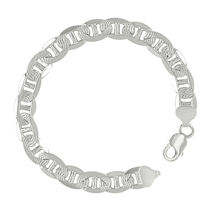 925 Sterling Silver Solid Pave Classic Mariner Chain 9.5mm