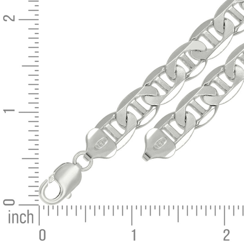 925 Sterling Silver Solid Classic Mariner Chain 9.5mm