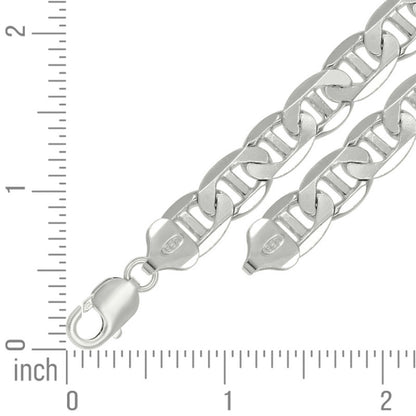 925 Sterling Silver Solid Classic Mariner Chain 9.5mm