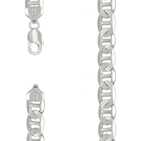 925 Sterling Silver Solid Classic Mariner Chain 9.5mm