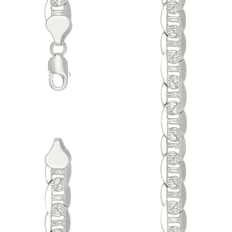 925 Sterling Silver Solid Pave Classic Mariner Chain 9.5mm