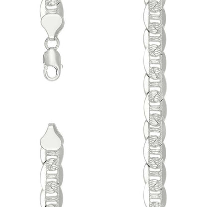 925 Sterling Silver Solid Pave Classic Mariner Chain 9.5mm