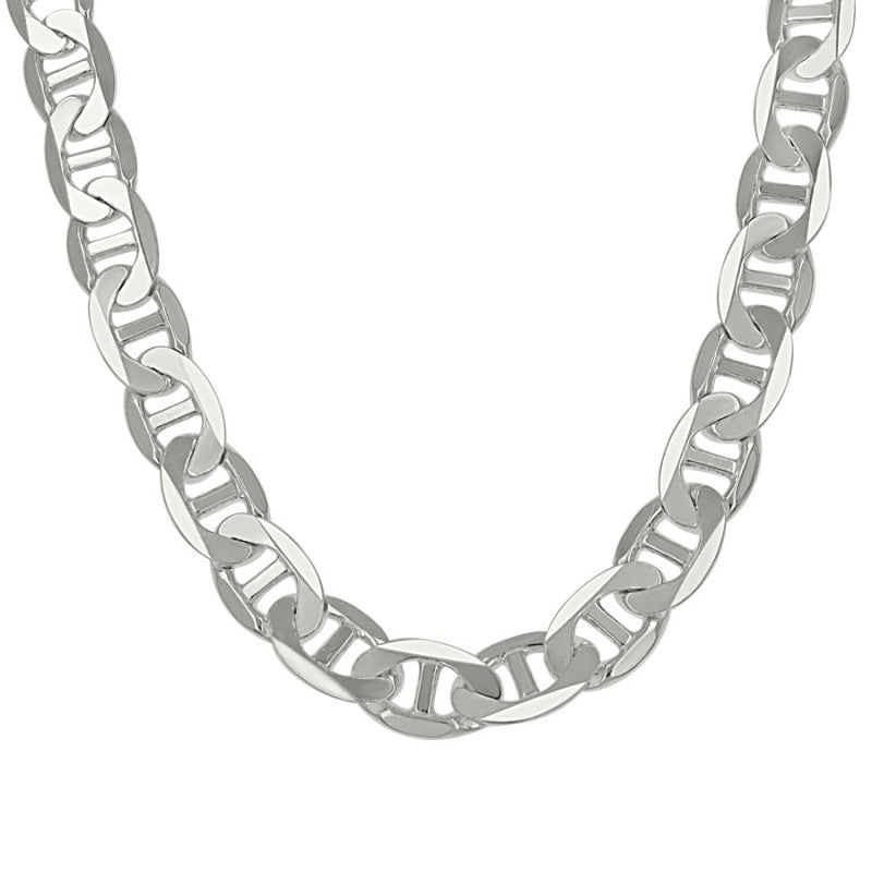 925 Sterling Silver Solid Classic Mariner Chain 9.5mm