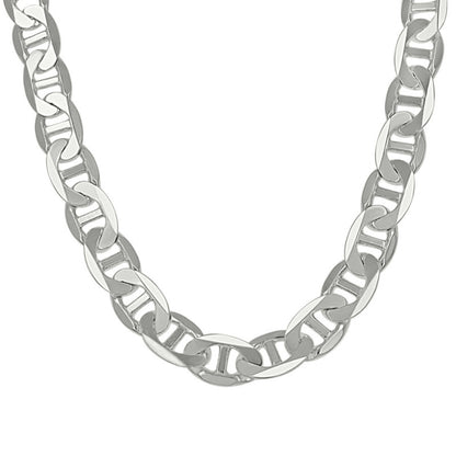 925 Sterling Silver Solid Classic Mariner Chain 9.5mm
