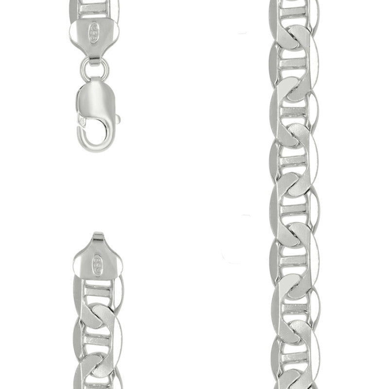 925 Sterling Silver Solid Classic Mariner Chain 9.5mm