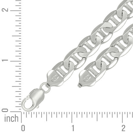 925 Sterling Silver Solid Classic Mariner Chain 9.5mm