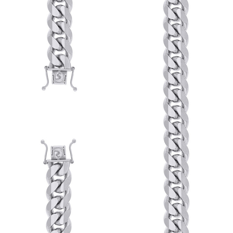 925 Silver Solid Miami Cuban Chain 12.8mm