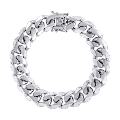 925 Silver Solid Miami Cuban Chain 12.8mm