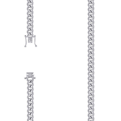 925 Silver Solid Miami Cuban Chain 7mm
