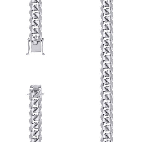 925 Silver Solid Miami Cuban Chain 9.8mm