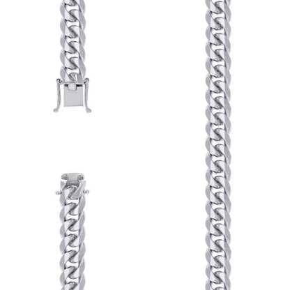 925 Silver Solid Miami Cuban Chain 9.8mm