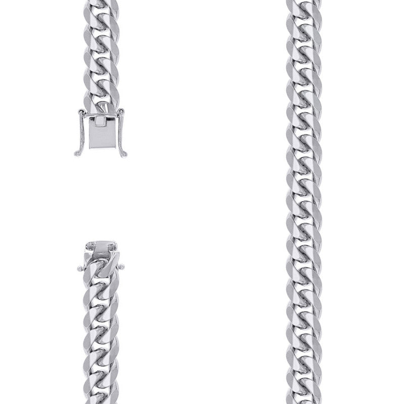 925 Silver Solid Miami Cuban Chain 9.8mm