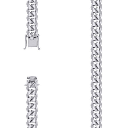 925 Silver Solid Miami Cuban Chain 9.8mm