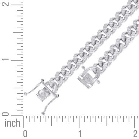 925 Silver Solid Miami Cuban Pyramid Chain 6.3mm