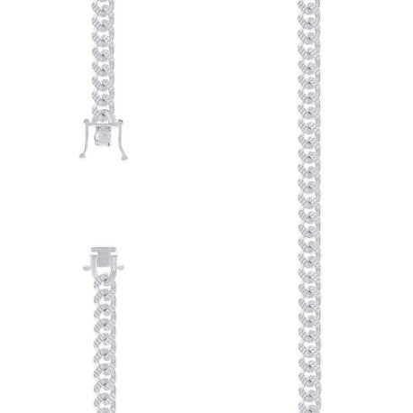 925 Silver Solid Miami Cuban Pyramid Chain 7mm