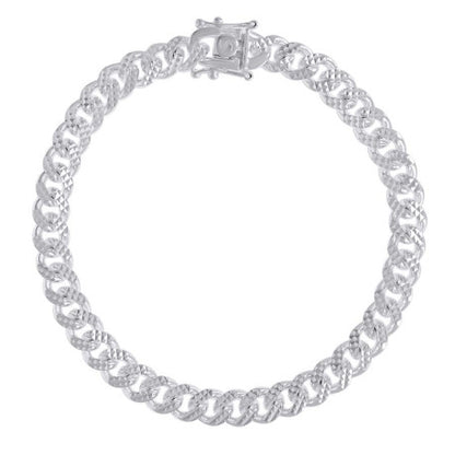 925 Silver Solid Miami Cuban Pyramid Chain 7mm
