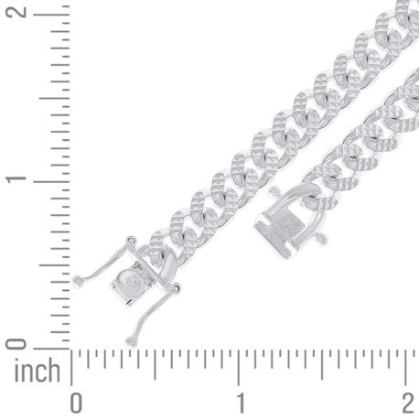 925 Silver Solid Miami Cuban Pyramid Chain 7mm