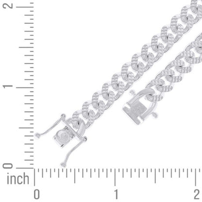 925 Silver Solid Miami Cuban Pyramid Chain 7mm