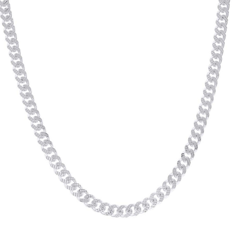 925 Silver Solid Miami Cuban Pyramid Chain 7mm