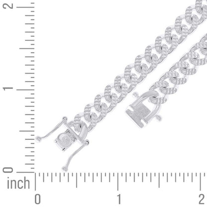 925 Silver Solid Miami Cuban Pyramid Chain 7mm