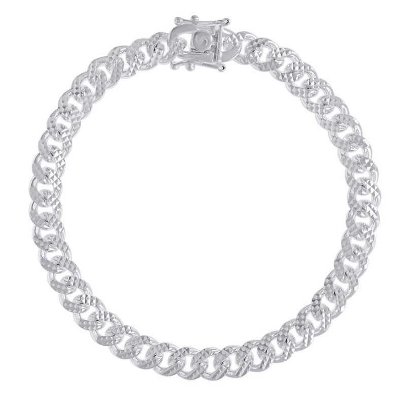 925 Silver Solid Miami Cuban Pyramid Chain 7mm