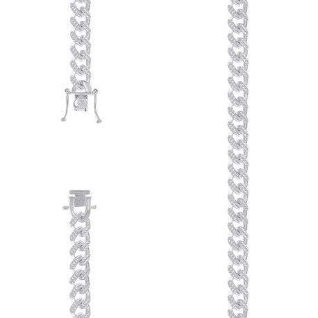 925 Silver Solid Miami Cuban Pyramid Chain 8.4mm