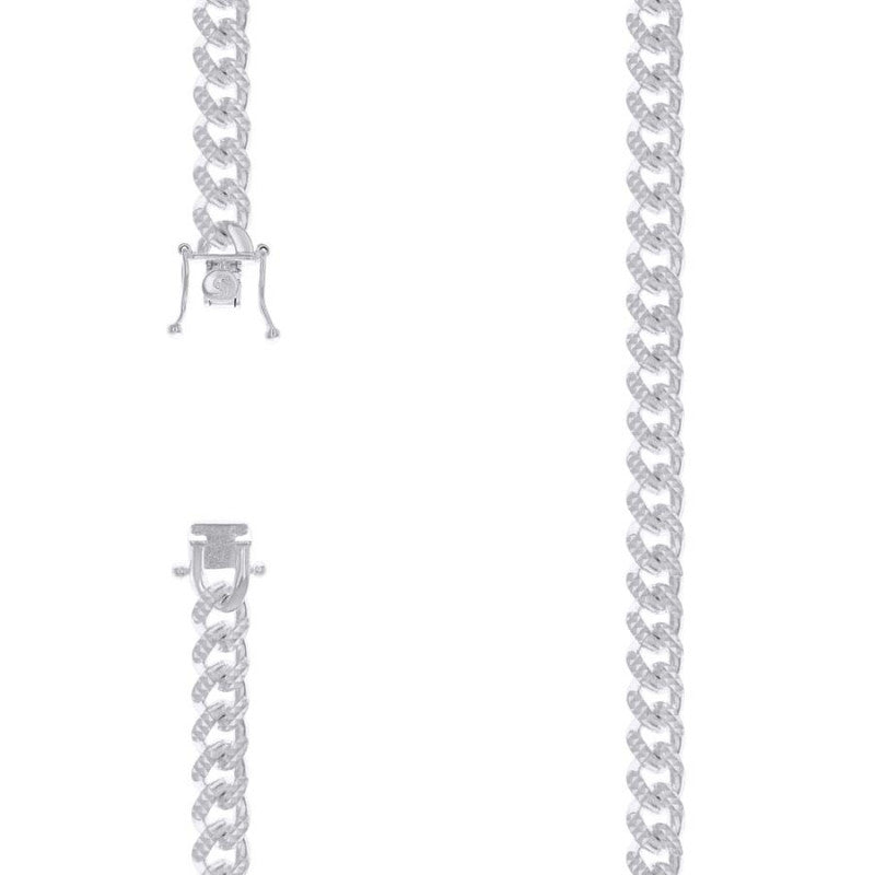 925 Silver Solid Miami Cuban Pyramid Chain 8.4mm