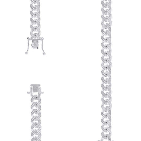 925 Silver Solid Miami Cuban Pyramid Chain 9.8mm