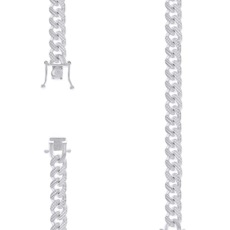 925 Silver Solid Miami Cuban Pyramid Chain 9.8mm
