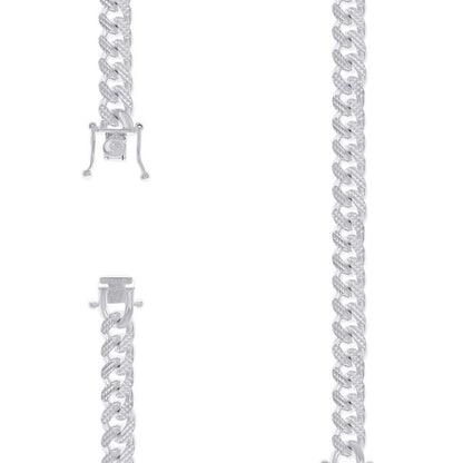 925 Silver Solid Miami Cuban Pyramid Chain 9.8mm