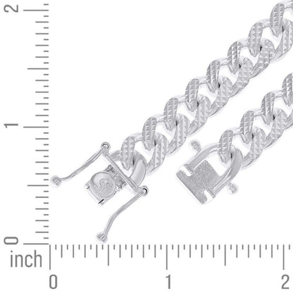 925 Silver Solid Miami Cuban Pyramid Chain 9.8mm