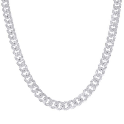 925 Silver Solid Miami Cuban Pyramid Chain 9.8mm