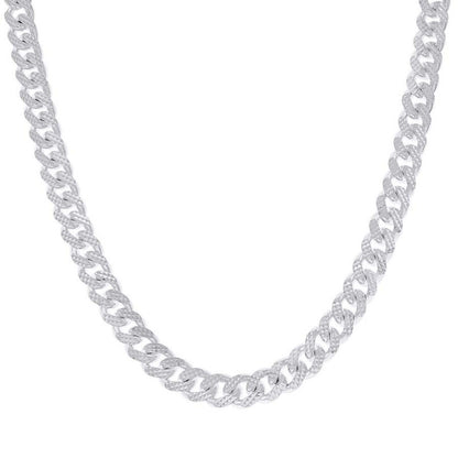925 Silver Solid Miami Cuban Pyramid Chain 9.8mm