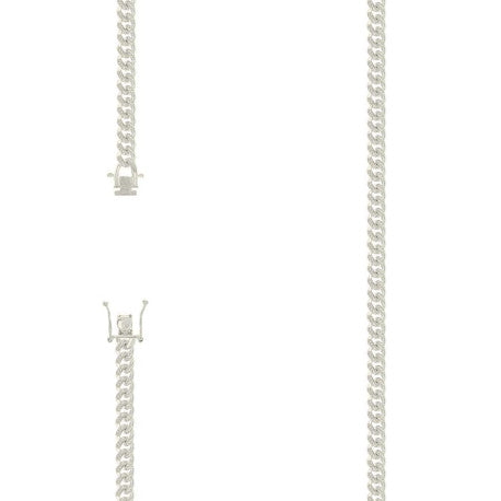 925 Silver Solid Miami Cuban Pyramid Chain Silver 4.9mm