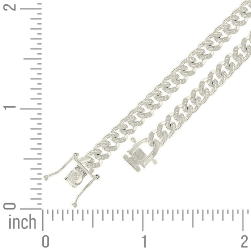 925 Silver Solid Miami Cuban Pyramid Chain Silver 4.9mm