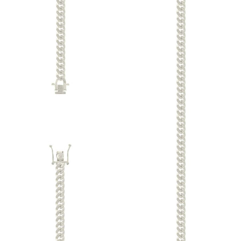 925 Silver Solid Miami Cuban Pyramid Chain Silver 4.9mm