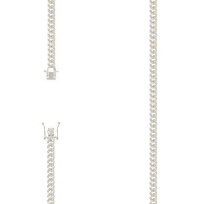 925 Silver Solid Miami Cuban Pyramid Chain Silver 4.9mm