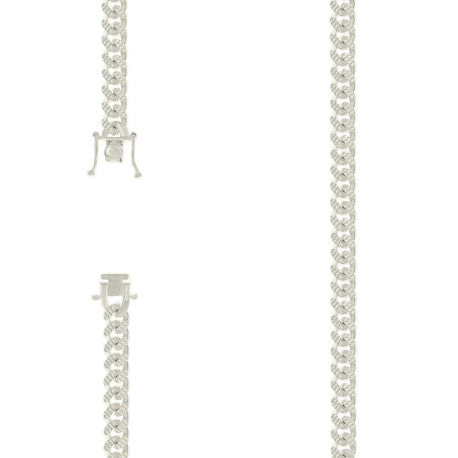 925 Silver Solid Miami Cuban Pyramid Chain Silver 7mm