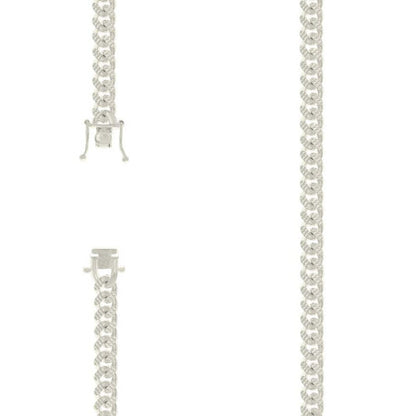 925 Silver Solid Miami Cuban Pyramid Chain Silver 7mm