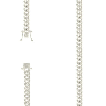925 Silver Solid Miami Cuban Pyramid Chain Silver 7mm