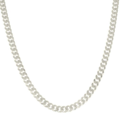 925 Silver Solid Miami Cuban Pyramid Chain Silver 7mm