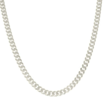 925 Silver Solid Miami Cuban Pyramid Chain Silver 7mm