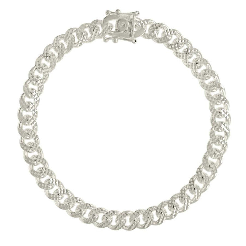925 Silver Solid Miami Cuban Pyramid Chain Silver 7mm