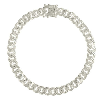 925 Silver Solid Miami Cuban Pyramid Chain Silver 7mm