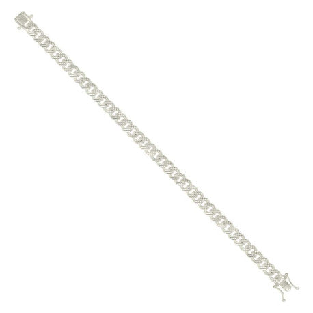 925 Silver Solid Miami Cuban Pyramid Chain Silver 7mm